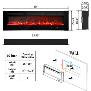 Luxstar 36 "42" 50 "60" 72 "80" 84 "88" Venda Quente Aquecedor Elétrico Lareira Interior 13 Cores Recesso e montado na Parede Aquecedores