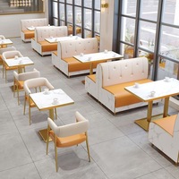 Juego de Muebles de Restaurante Modernos y Duraderos de Espuma de Alta Densidad, Sillas de Comedor, Mesa, Sillas de Restaurante, Muebles para Cafetería, Hotel, Cantina