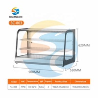 Vitrine chauffante électrique de comptoir en acier inoxydable pour usage commercial, capacité 115L, contrôle de température 30-85°C, garantie 3 mois