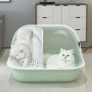 Pakeway猫クリーンアップ製品プラスチック大スペース猫トイレボックス、猫トイレボックス、猫サンドボックス