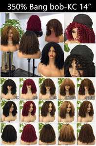 Letsfly $57 Peluca de Cabello Humano Bob de 14 Pulgadas, 350% de Densidad, Rizada Kinky con Flequillo, Sin Encaje, Fabricada a Máquina, Venta al por Mayor de Fábrica, 320 Gramos - Product Image 4