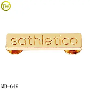 Custom stamped name gold plates zinc alloy shoes accessory handmade metal screw labels for mini bag