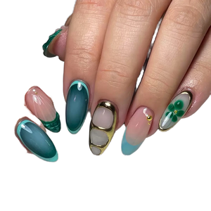 Uñas Postizas de ABS con Forma de Almendra, Diseño Francés con Lazo, Aplicación con Pegamento, Uñas Artificiales - Product Image 6