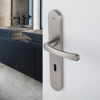 Manija de Puerta de Esquina Moderna Europea con Placa Larga de Latón, Juego de Cerradura de Entrada para Puertas de Madera de Hotel, Villa, Apartamento, Dormitorio, Oficina