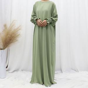 Abiti Lunghi Eleganti da Donna Musulmana Turca del Medio Oriente Dubai con Collo Tondo Maniche Lunghe Multicolore Taglie Forti - Product Image 4