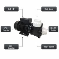Bomba de Spa de 2 Velocidades y 3HP, 230V, Conector AMP, Unión de 2 Pulgadas (60.3mm), Certificación CE, Motor PROWAY de Doble Velocidad para Jacuzzi/Bañera de Hidromasaje