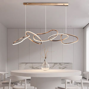 Nordische Moderne Design Kücheninsel Pendelleuchte Gold Linear Decken Luxus LED Kronleuchter für Esszimmer - Product Image 3
