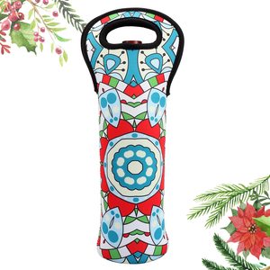 Sac en néoprène personnalisé pour bouteilles de vin de 750 ml, pochette porte-bouteille résistante à l'eau avec poignée, imprimé tendance - Product Image 1