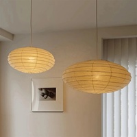 Lampe suspendue en papier Washi de style Wabi Sabi pour la décoration de la maison, salon, restaurant, lanterne en papier ovale