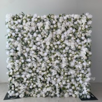 Dinding Bunga Sutra 3D Kotak Pink Ramah Lingkungan Berkualitas Tinggi Pesanan Pabrik 8x8ft Dapat Digunakan Kembali Dekorasi Pernikahan Modern Romantis