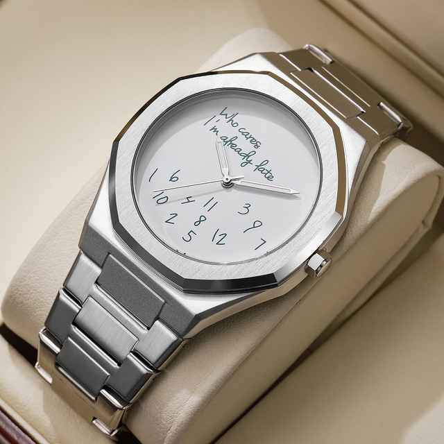 Popular Stylish and Personalized Digital Luminous Men's Watch, Simple and Trendy Octagonal Steel Band Scale Watch