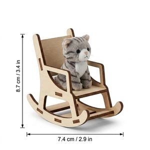 Set di Mobili in Miniatura in <span class=keywords><strong>Legno</strong></span> Naturale per Casa delle Bambole con Sedia a Dondolo, Ombrellone e Tavolino per Scenari in Scala 1:12, Artigianato in <span class=keywords><strong>Legno</strong></span> - Product Image 5