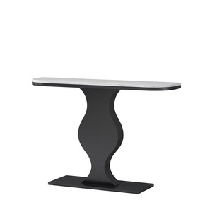 Mesa Consola de Entrada de Metal de Alta Gama, Estilo Contemporáneo de Lujo Ligero, con Placa de Roca Semicircular y Estante de Almacenamiento para Sala de Estar, Novedad - Product Image 6