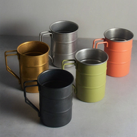 Tasse à tambour en acier inoxydable en forme de boîte Classique Vintage Bière Verre à boire Incassable 12oz/350ml Camping Café Thé Cola Tasse