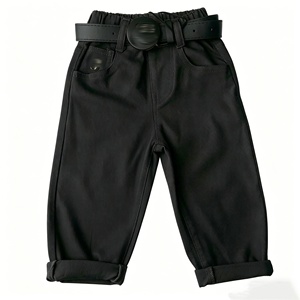 Pantalones de Pierna Recta a Media Pierna para Niños con Cinturón, Pantalones Casuales Cómodos para Uso Diario, Personalización Disponible - Product Image 4