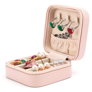 New Style Leather Necklace Ring Jewelry Gift Box Fashion Portable Mini Jewelry Travel Storage Boxes Bag With Zipper