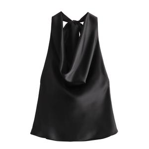 3 Colorway Solid Color Back Hollow Out <strong>Silky</strong> Casual Fashion <strong>Tops</strong> for Women - Product Image 2