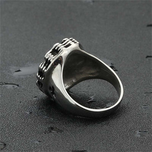 Skeleton <b>Ring</b> Men's Stainless Steel <b>Silver</b> Retro Punk Style Geometric Design Gift Jewelry 260129 - Product Image 2
