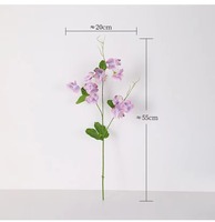 Semprotan Bunga Sweet Pea Buatan Putih Ramah Lingkungan Modern dengan Daun Hijau untuk Buket Pernikahan Dekorasi Rumah DIY Rangkaian Bunga