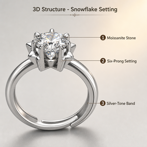Conjunto de Joias Floco de Neve Moissanite em Prata S925: Colar, Brincos e Anel (3 Peças) - Certificado GRA - Presente de Natal - Product Image 3