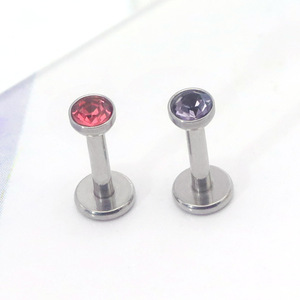 Clous de lèvre en acier inoxydable avec strass, forme boule, serti clos, pour piercing de cartilage d'oreille, bijou cadeau - Product Image 3