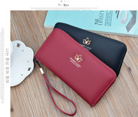 Dompet Panjang Kulit PU Premium untuk Wanita Tas Ponsel Clutch Mewah Dompet Ritsleting Kapasitas Besar Tali Pergelangan Tangan Multi-Fungsi