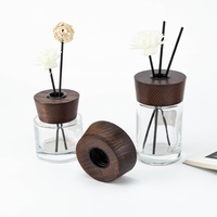 Couvercle en bois pour aromathérapie, 28 fils, en noyer naturel, rond, pour pot d'aromathérapie, couvercle personnalisé pour bougies, pour bouteilles de diffuseur