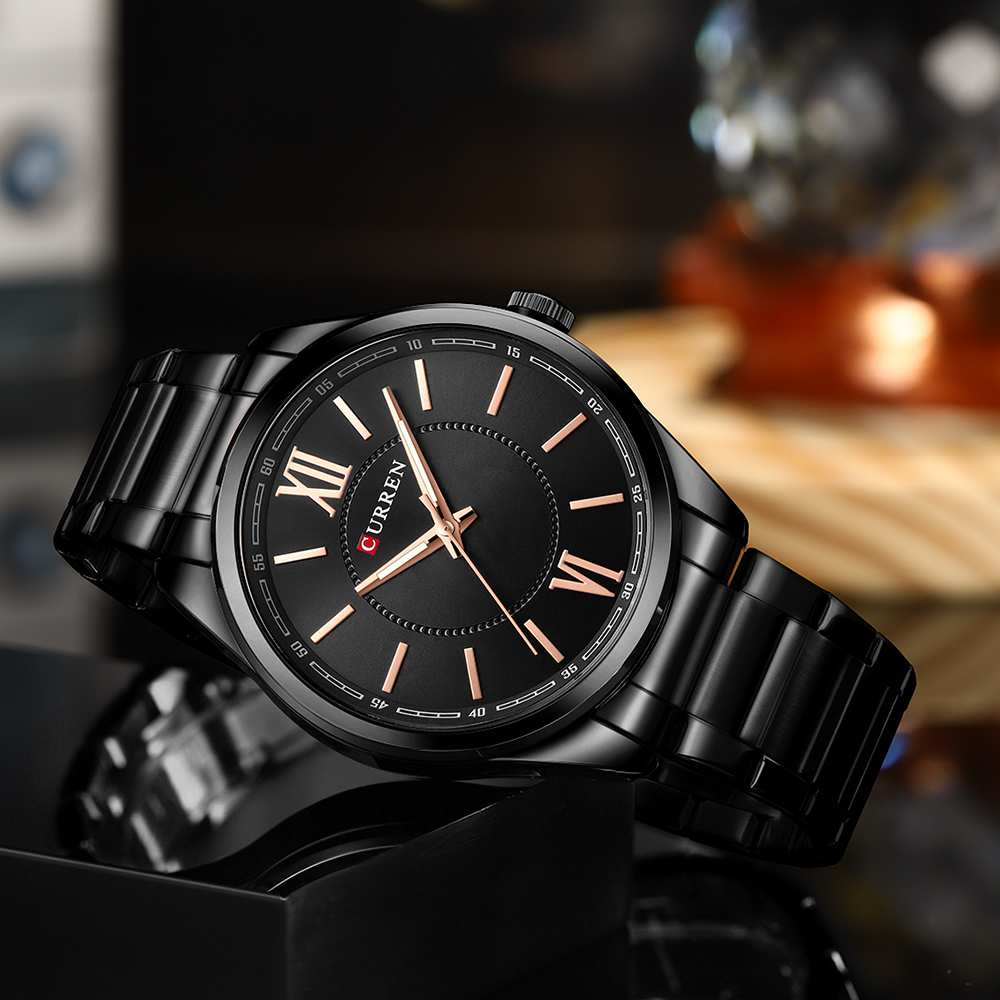 CURREN 8423 Simple Business Quartz Watches Gold Colour Classic Stainless Steel Wristwatches with Luminous Hands Male Clock