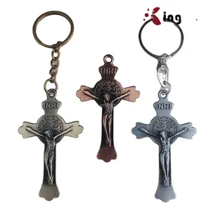 Bán Buôn Quà Lưu Niệm Quà Tặng Keychain Tùy Chỉnh Hợp Kim Kẽm Tôn Giáo Jesus Cross Keyring