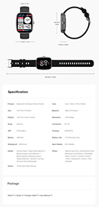 Huanlong Smartwatch Bt Bel Hartslag Touchscreen Tft <span class=keywords><strong>Display</strong></span> Ip67 Waterdicht <span class=keywords><strong>4</strong></span> Dagen Batterijduur Sporttracker - Product Image 6