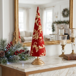 Luxury Red Gold Baroque Scroll <b>Christmas</b> <b>Tree</b> Decoration Victorian Heritage Mantel Centerpiece Pedestal <b>Tree</b> - Product Image 2