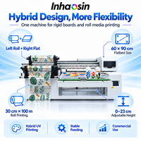 Printer UV Flatbed Hybrid 6090 Gulungan Kiri Datar Kanan 60x90cm untuk Pencetakan Label Kristal, Akrilik, Kaca, dan Signage untuk Penggunaan Bisnis