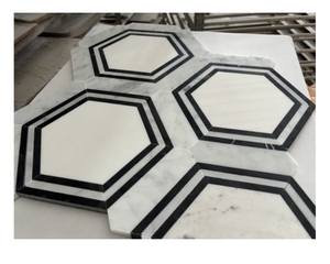 Mosaico de mármol blanco y negro <span class=keywords><strong>Tavera</strong></span>, azulejos de mármol para pisos, mosaicos de pared de mármol de cocina - Product Image 1