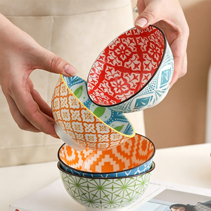 Tazón de Porcelana con Diseño Bohemio, Tazón de Cerámica para Ensalada o Arroz, Vajilla Decorativa para la Cena en Casa - Product Image 3