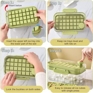 Dễ Dàng Phát Hành Tự Làm <span class=keywords><strong>Ice</strong></span> <span class=keywords><strong>Maker</strong></span> Khuôn Trường Hợp 28/64Pcs Vuông <span class=keywords><strong>Ice</strong></span> <span class=keywords><strong>Cube</strong></span> Khay Với Nắp <span class=keywords><strong>Ice</strong></span> Lưu Trữ Hộp & Xẻng Cho Làm Mát Đồ Uống Whiskey - Product Image 2