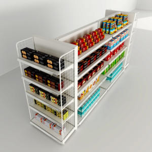 מדפים סופרמרקט ברזל יצוק דו צדדי מתאים לחנויות מכולת, חנויות נוחות, וחנויות קמעונאיות. - Product Image 3