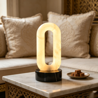 Lampe de table ovale creuse en albâtre, style Art Moderne, en pierre naturelle translucide, pour l'intérieur des maisons européennes, américaines et du Moyen-Orient