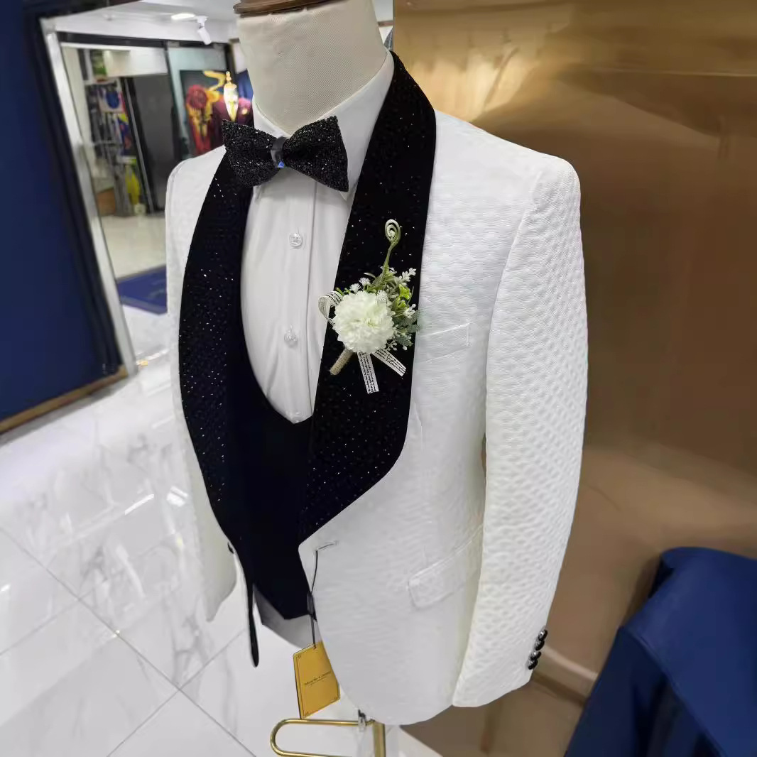 Wholesale Green Formal Double Breasted Navy Blue Suit