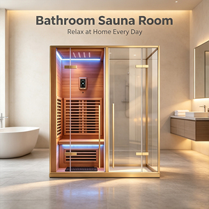 Sauna de Sal de Haloterapia de Espectro Completo con Infrarrojos, Baño de Sauna Exterior, Sauna Combinada de Madera para Exteriores, Cabina de Ducha de Vapor - Product Image 3