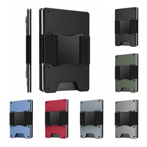 Aluminum Slim Card Holder Front Pocket <b>Wallet</b> <b>for</b> <b>Men</b> Quick Access Cards Cash Strap Custom Logo Business RFID Blocking - Product Image 1
