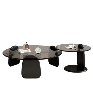 Table basse NKAHS en verre trempé durable avec cadre en bois, style nordique de luxe léger, minimaliste italien moderne pour hôtel - Product Image 1