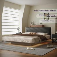 Schlichtes Boxspringbett mit Weicher Federung aus Massivholz im Modernen Design – Neues Carbonstahlbett für das Hauptschlafzimmer