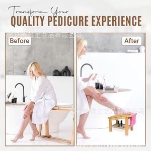 Poetry Bamboo Bathroom <b>Shower</b> Stool With <b>Storage</b> Shelf Waterproof Solid Wood Footstool For Spa And Children - Product Image 4