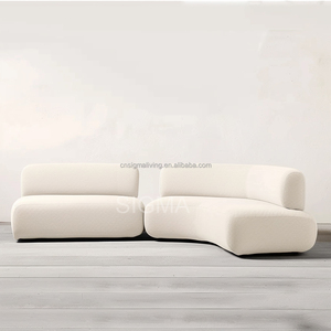 Stile americano Comfort di lusso a forma di L Set divani mobili interni soggiorno poltrona in legno divano - Product Image 1