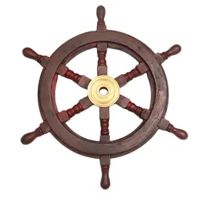Bebê navio náutico de madeira roda com cubo de bronze e cor de madeira natural polido venda e fonte