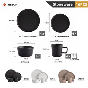 Service de table en céramique moderne de luxe écologique en grès de Chine, 6 à 10 pièces, qualité alimentaire, passe au lave-vaisselle - Product Image 5