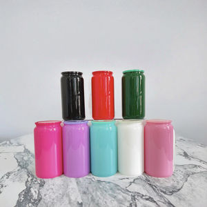 16-Ounce Double Vacuum Roller Glass Sublimate Color Cup <strong>Mason</strong> <strong>Jar</strong> with Colorful Plastic Straw Lid Drinkware - Product Image 5