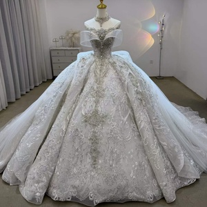 Lsjj139 Luxury Wedding Dresses Sweetheart Bridal Ball Gowns Chapel Train Appliques Rhinestone Backless <b>Bride</b> Dress for - Product Image 1