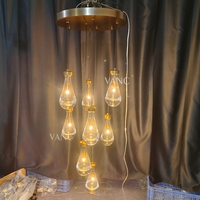 Lustre Goutte de Pluie Moderne en Laiton, Acier et Verre pour Loft, Appartement, Plafond Haut, Escalier, Luminaire Résidentiel Intérieur