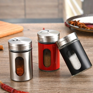 Wholesale Stainless Steel Spice Shaker 100ml Kitchen Glass Jar for Salt and Pepper